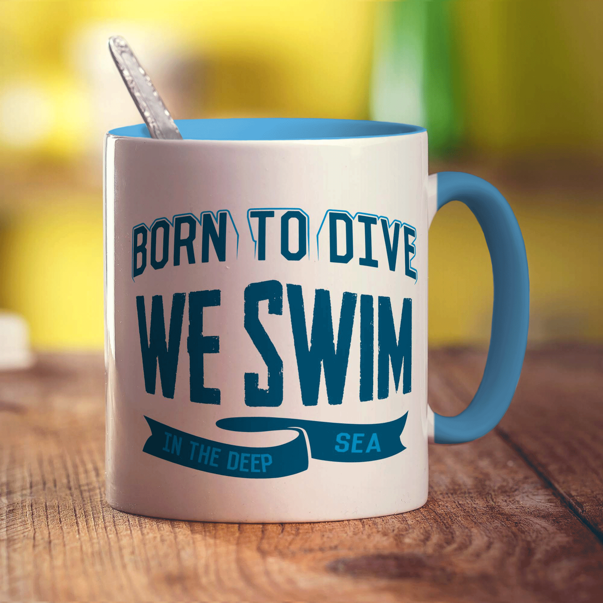Born to Dive, We Swim in the Deep Sea Mug - Standard 330ml (11oz) / Blue