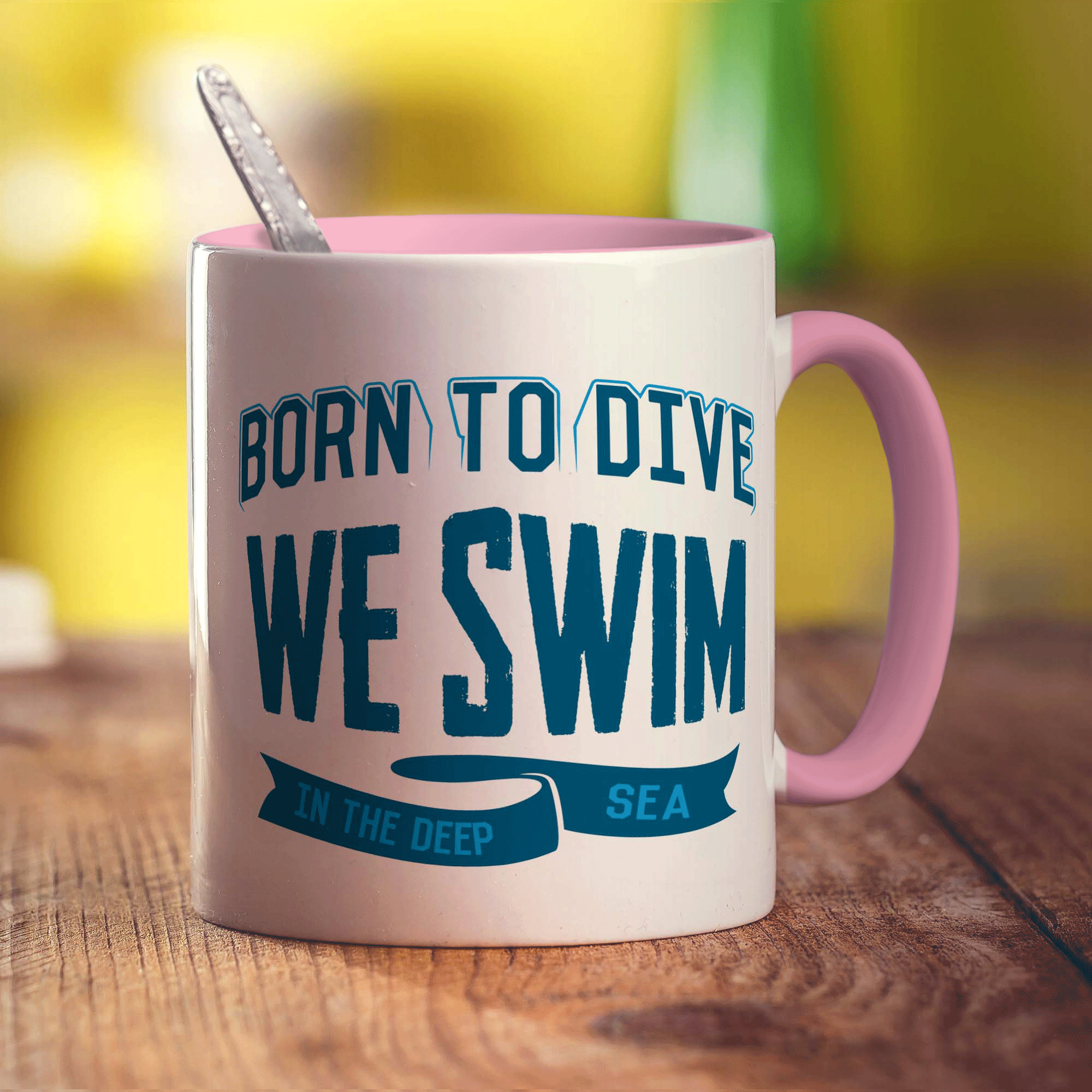 Born to Dive, We Swim in the Deep Sea Mug - Standard 330ml (11oz) / Pink