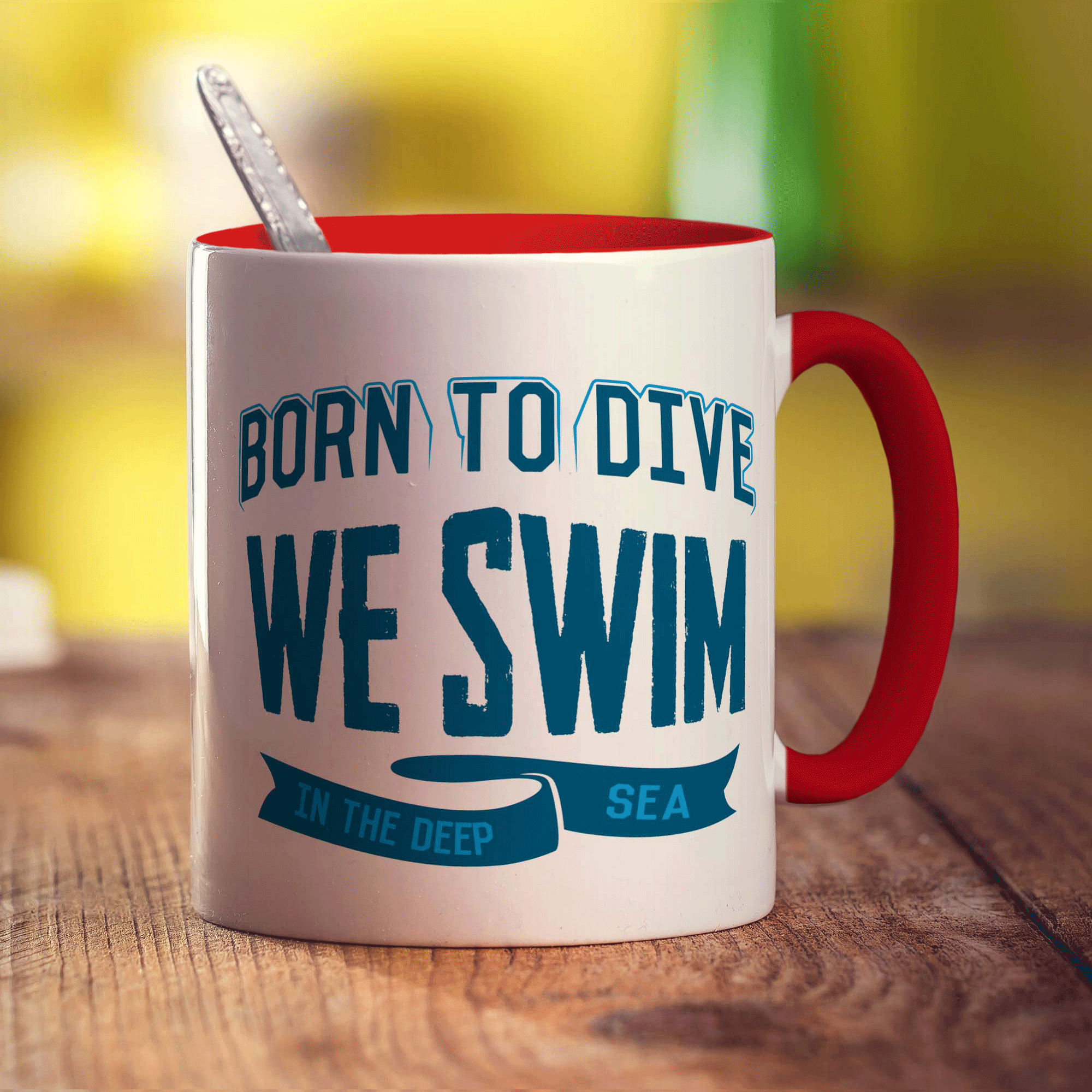Born to Dive, We Swim in the Deep Sea Mug - Standard 330ml (11oz) / Red