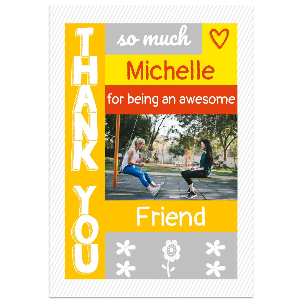 Personalised Bright Contemporary Thank You Card Lying Down