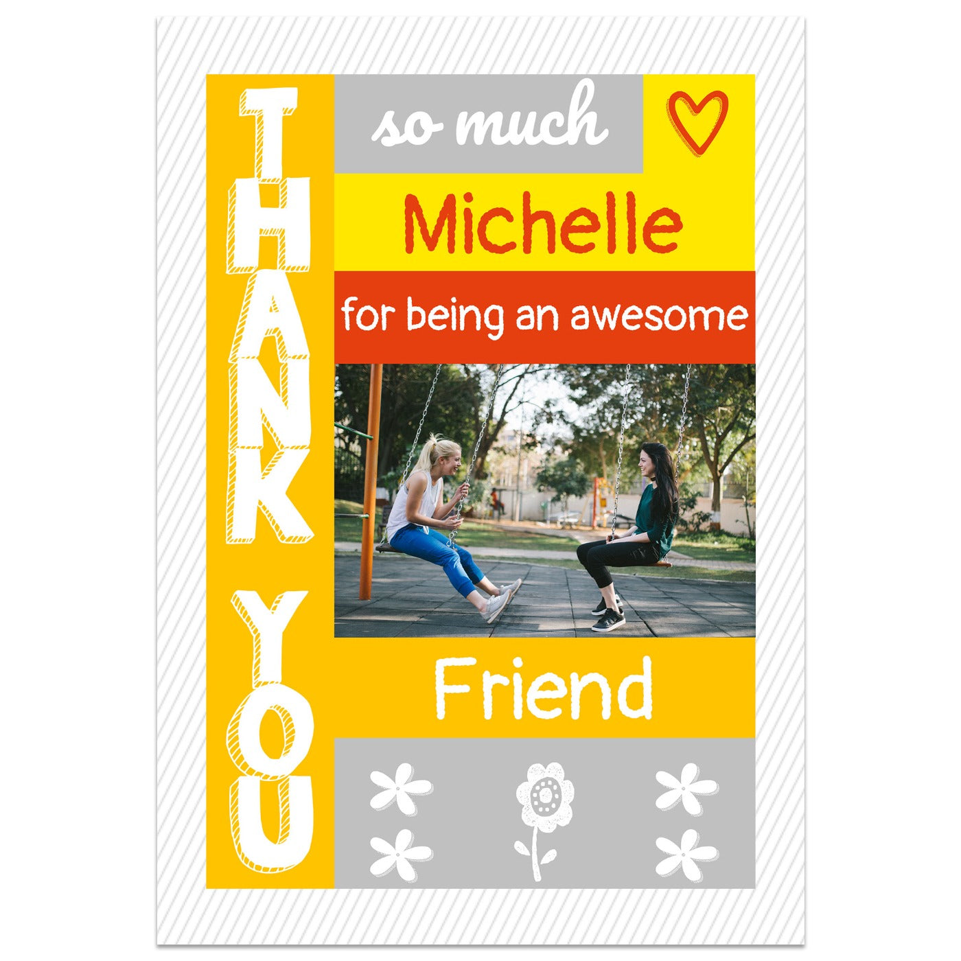Personalised Bright Contemporary Thank You Card Lying Down
