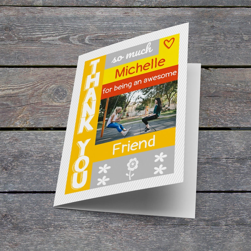 Personalised Bright Contemporary Thank You Card Lying Down