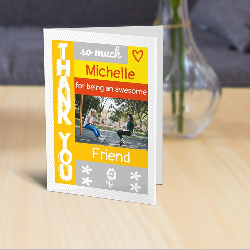 Personalised Bright Contemporary Thank You Card Standing Up 