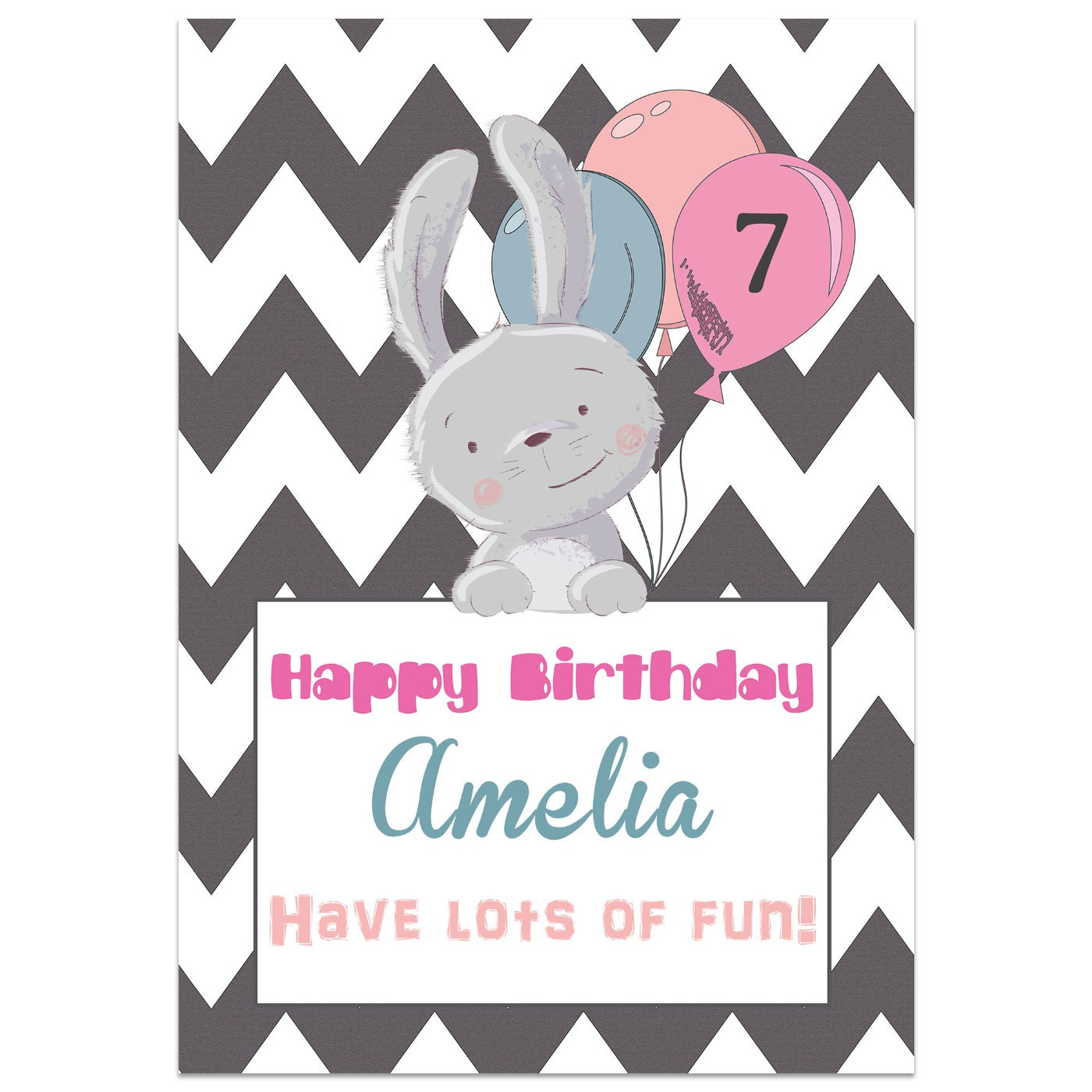 Bunny Rabbit Personalised Birthday Card Standing Up