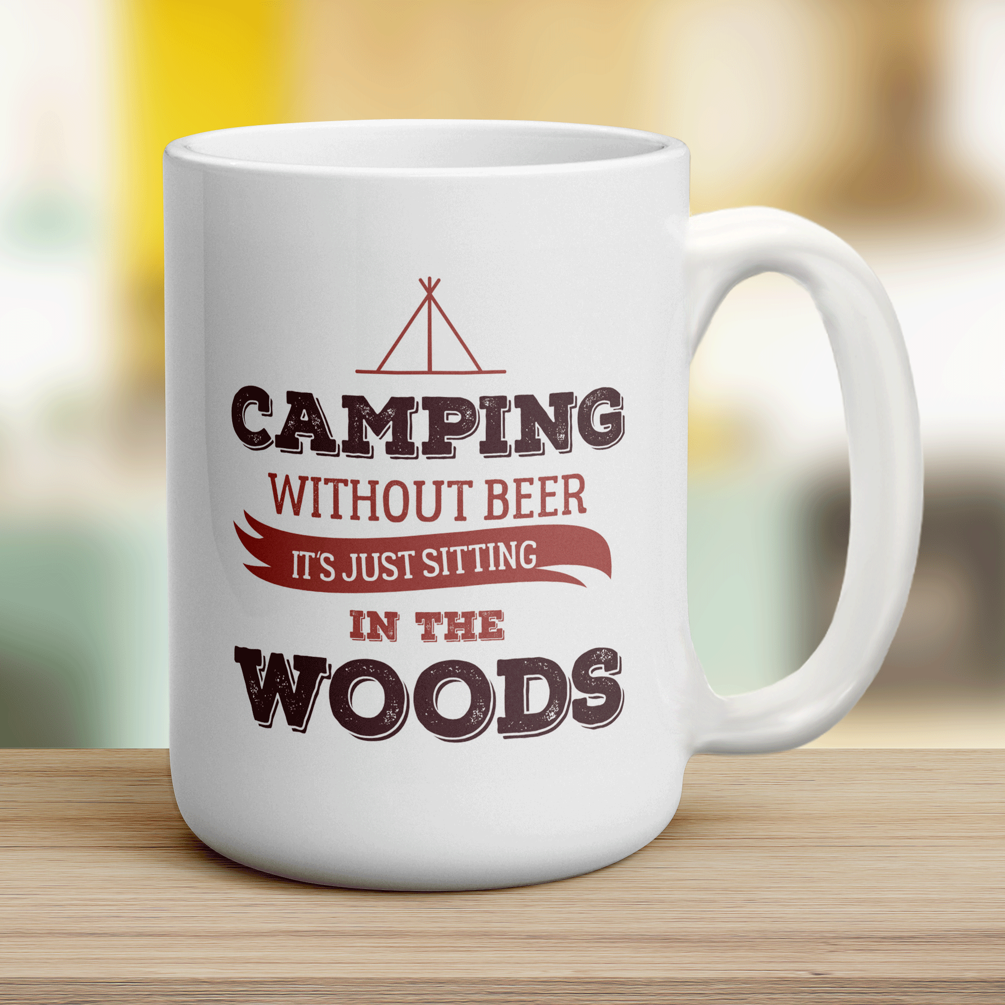 Camping Without Beer, It's Just Sitting in the Woods Mug - Jumbo 440ml (15oz) / White