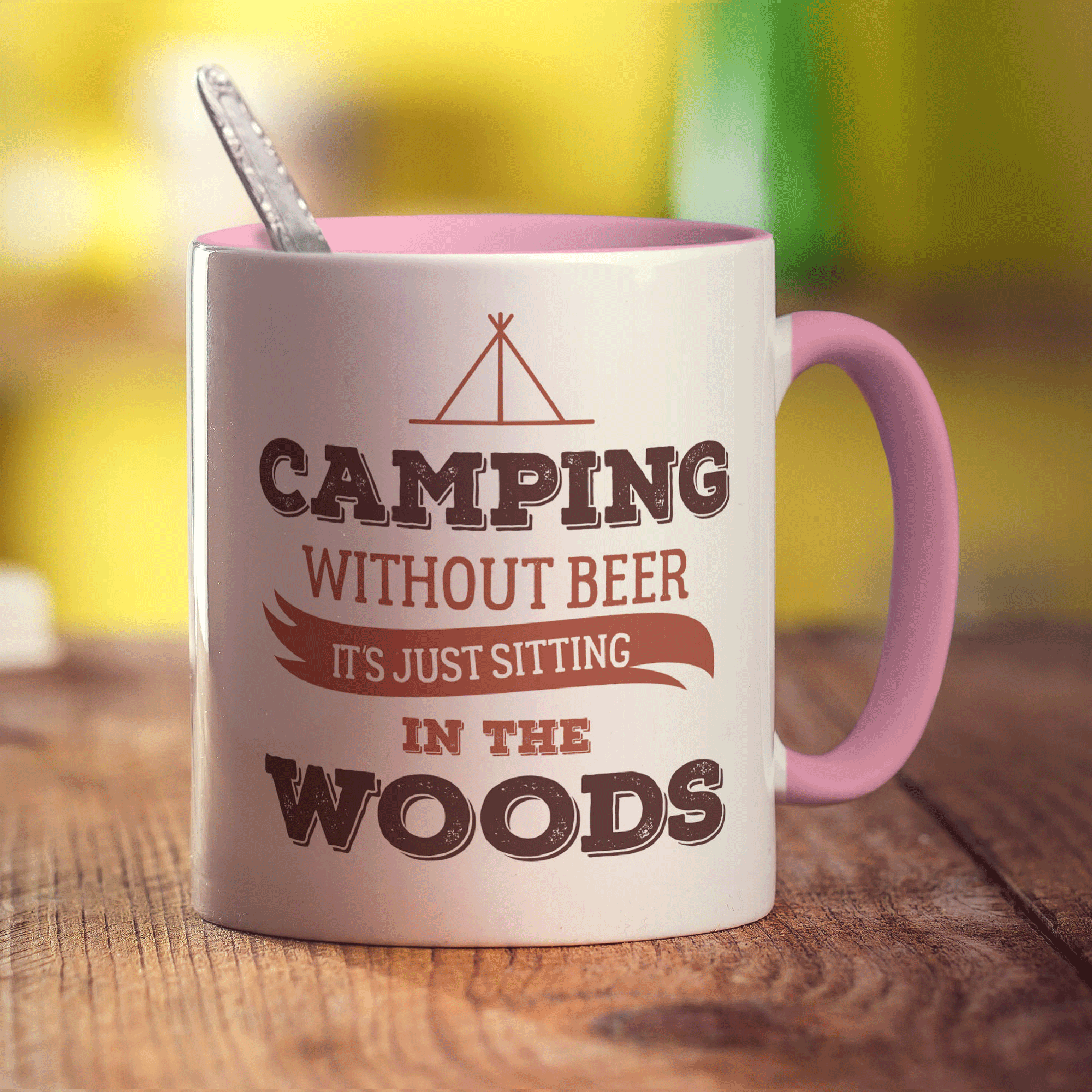 Camping Without Beer, It's Just Sitting in the Woods Mug - Standard 330ml (11oz) / Pink