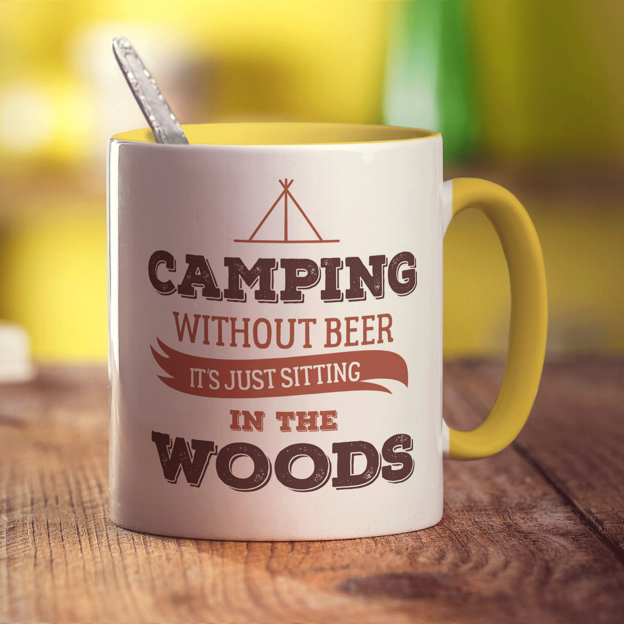 Camping Without Beer, It's Just Sitting in the Woods Mug - Standard 330ml (11oz) / Yellow