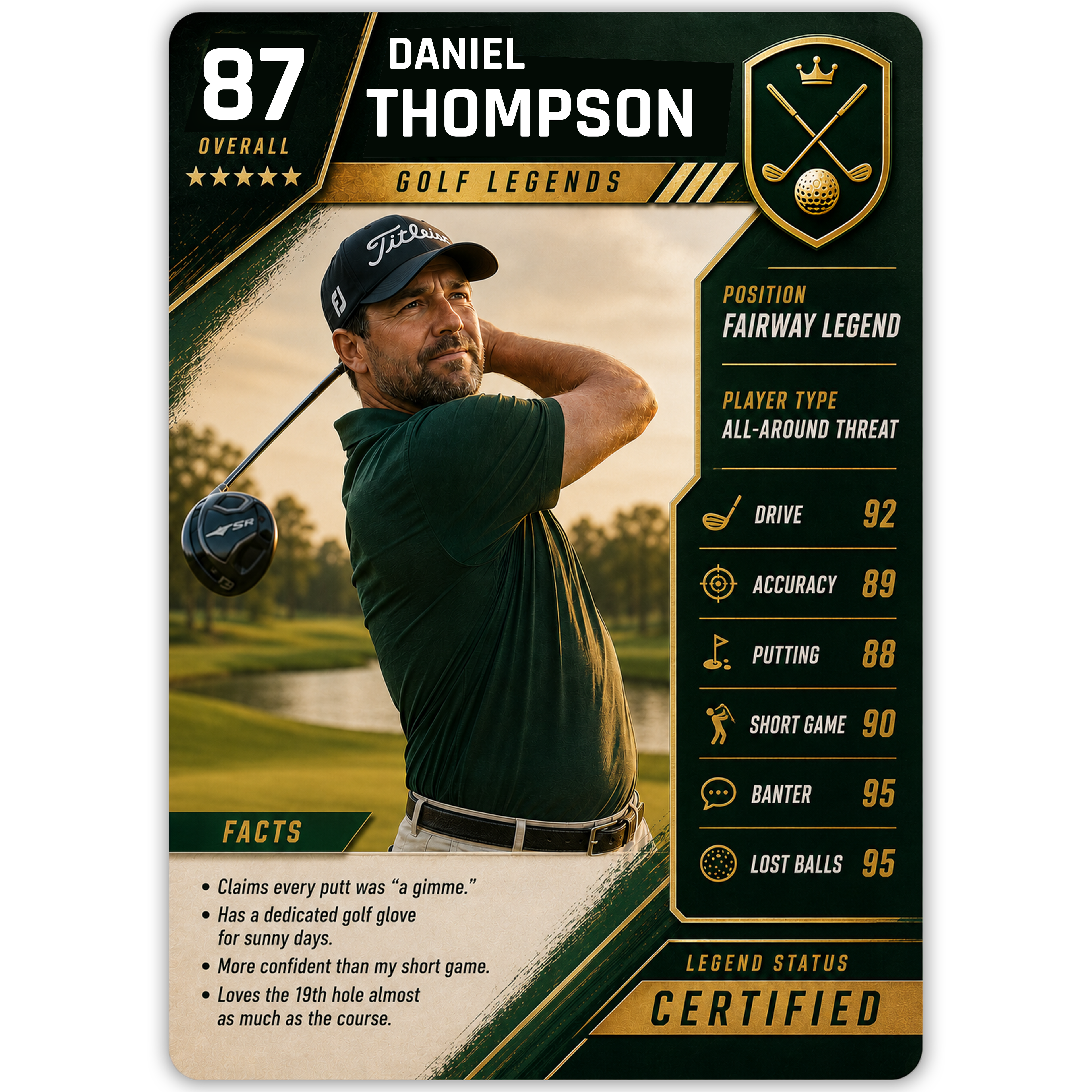 Golf Legend Custom Trading Card