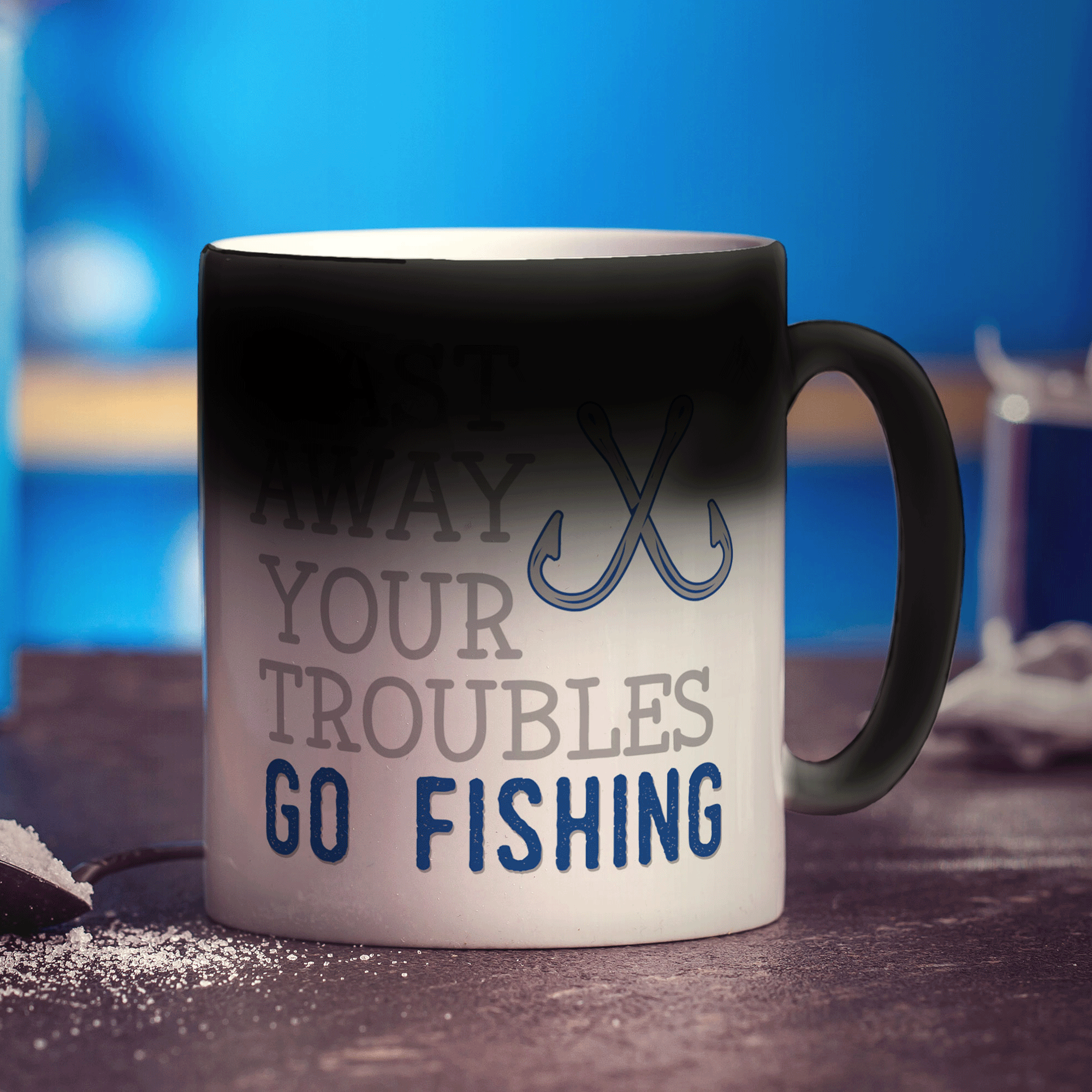 Cast Away Your Troubles Go Fishing Mug - Standard 330ml (11oz) / Magic Mug