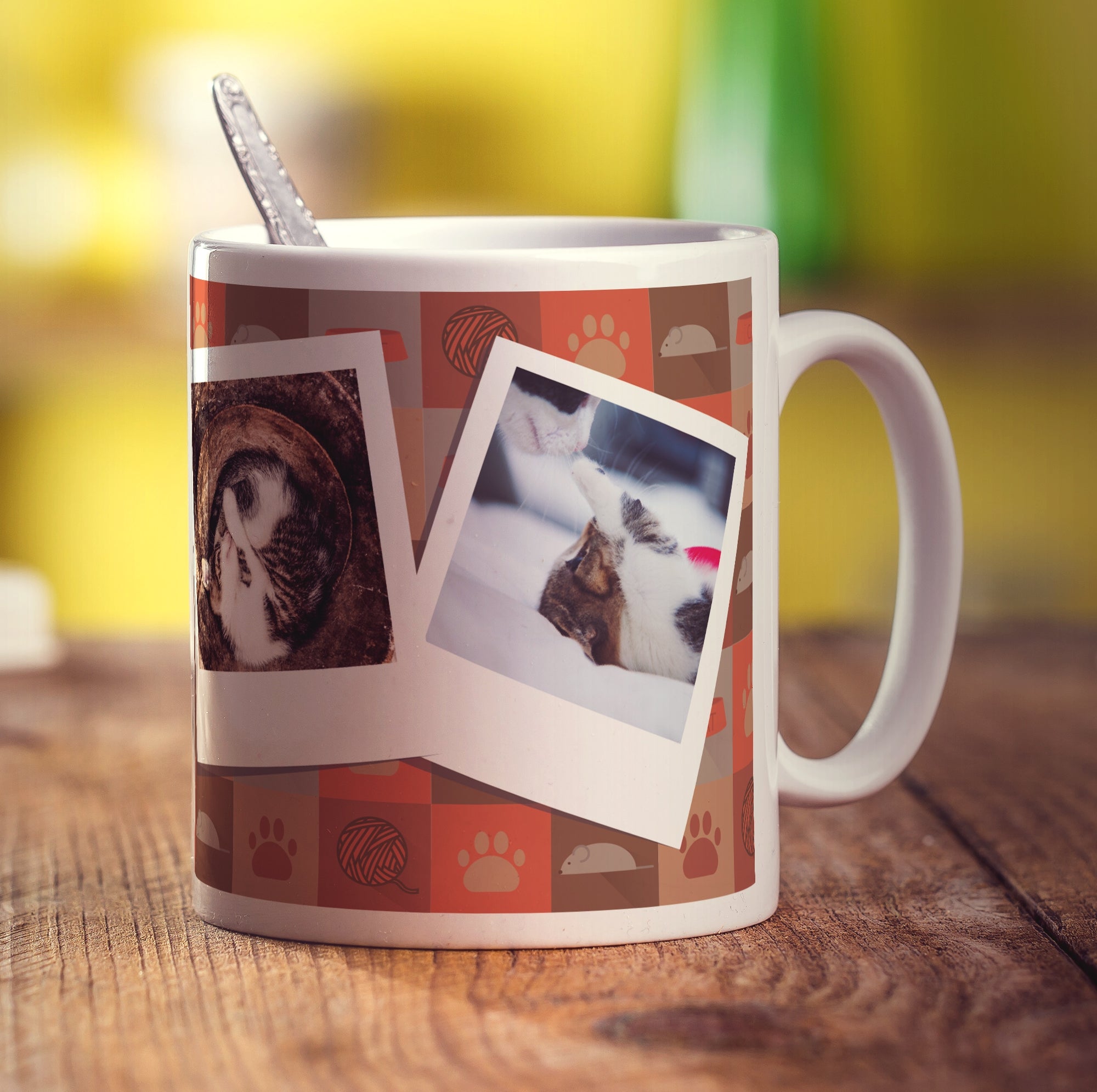 Cat Pattern Polaroid Photo Mug