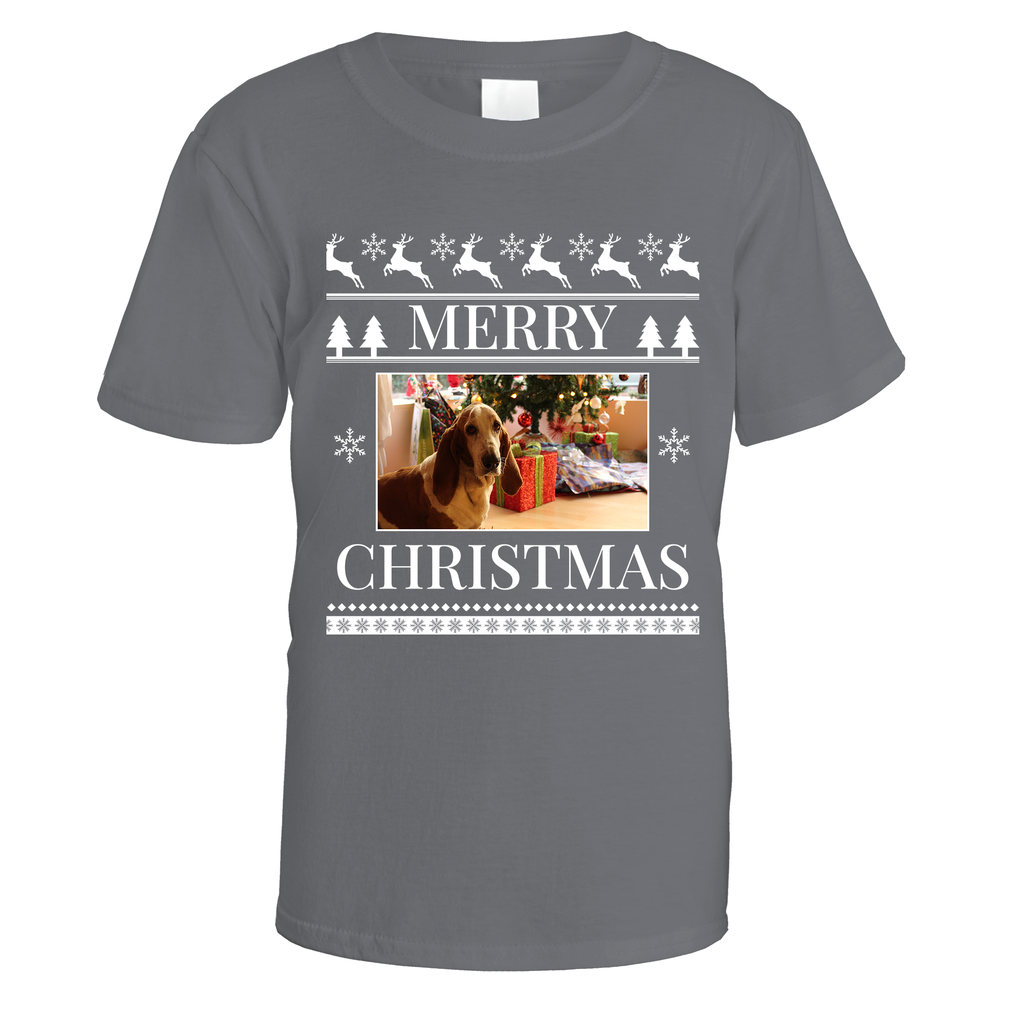 Merry Christmas Photo Patterned Personalised T-Shirt