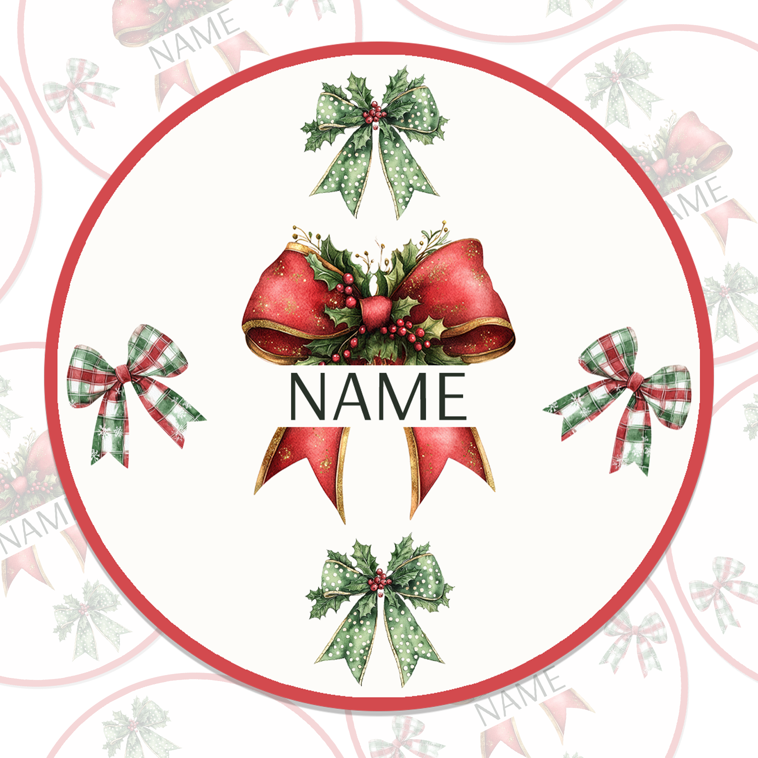 Christmas Bows Name Stickers