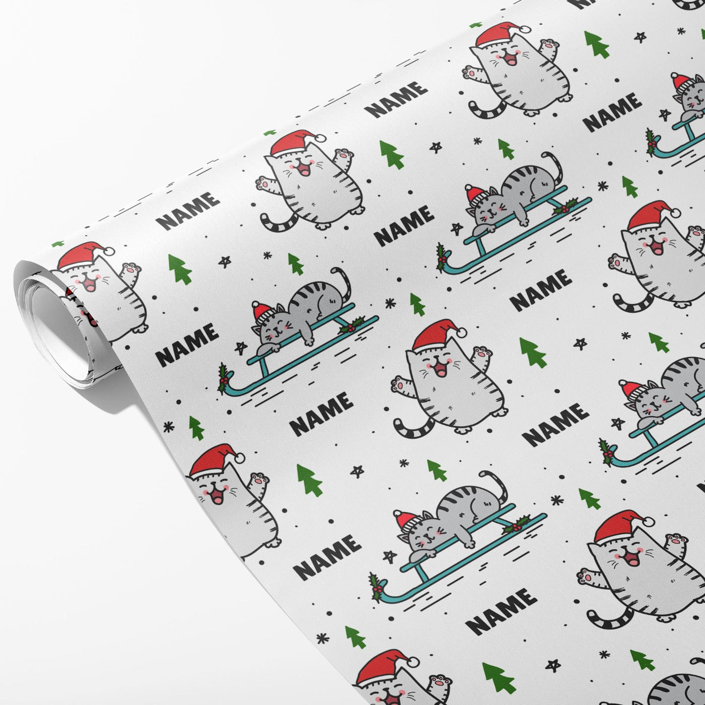 Christmas Cat Name Wrapping Paper