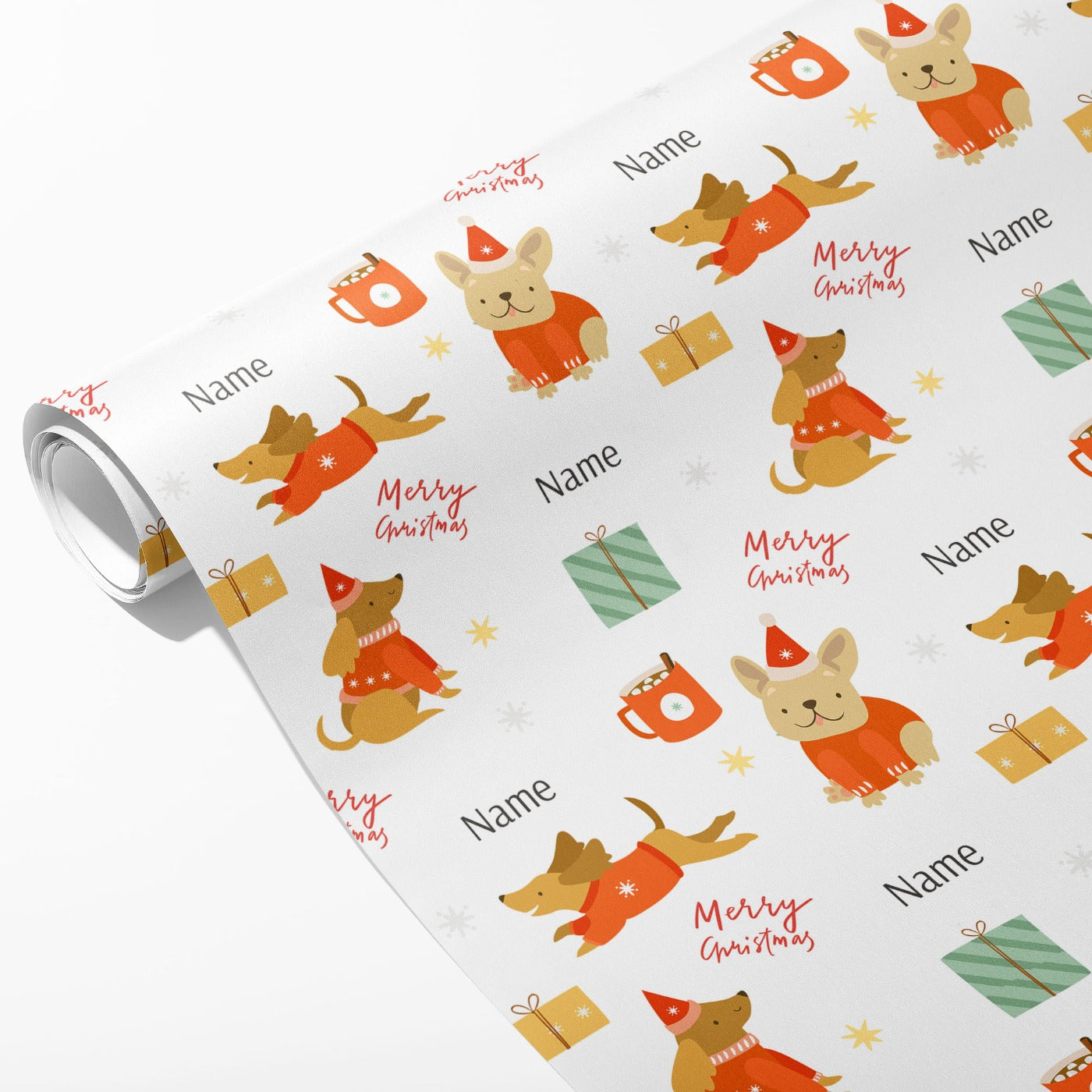 Christmas Dogs Name Wrapping Paper