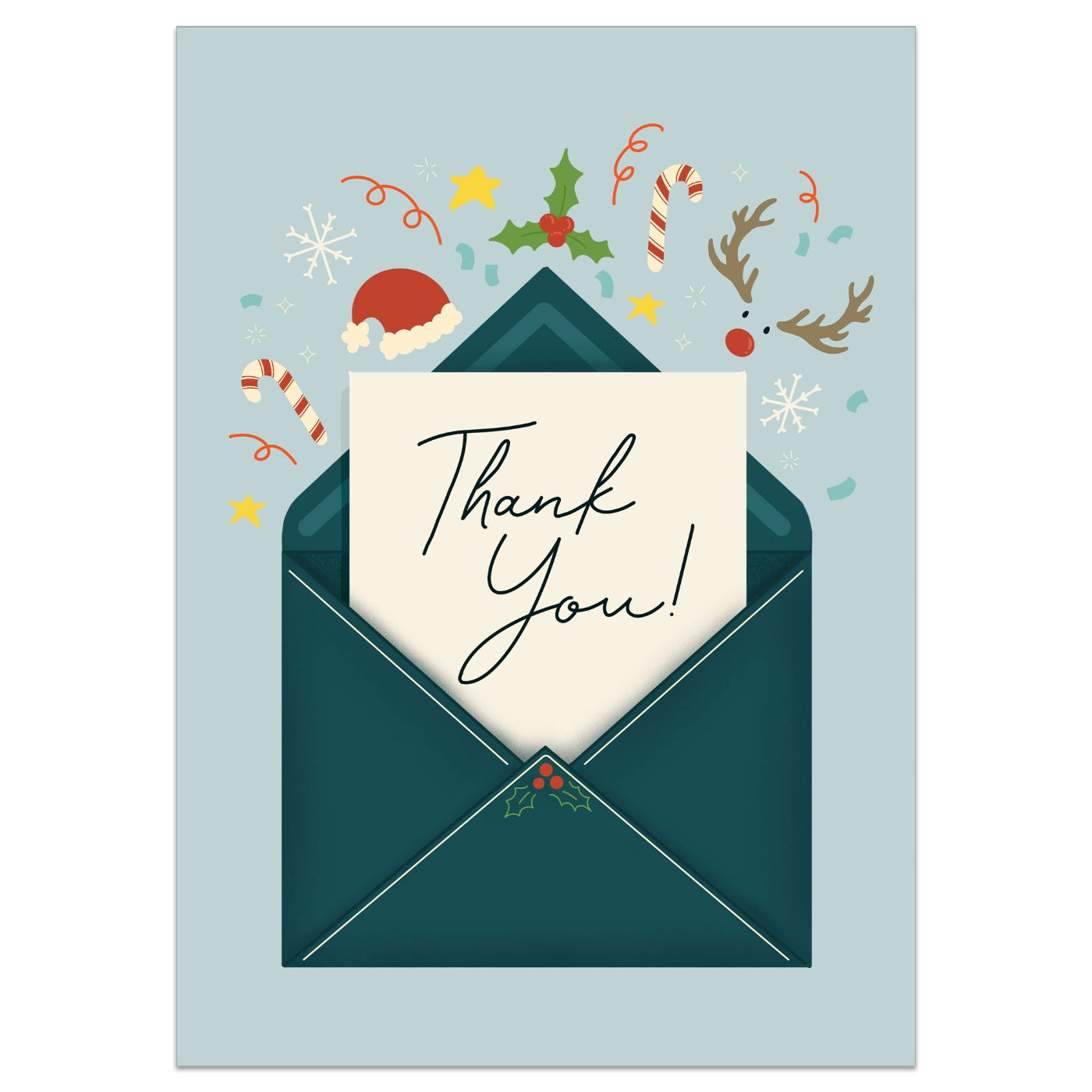 Christmas Envelope Thank You Card - Pack of 10