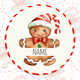 Christmas Gingerbread Name Stickers - Premium Gloss Finish