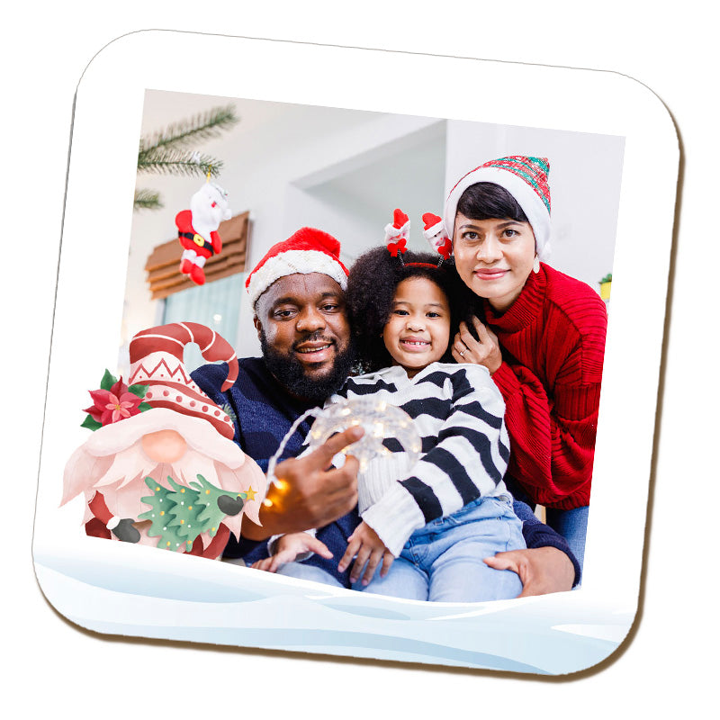 Christmas Gnome Name and Photo Coaster