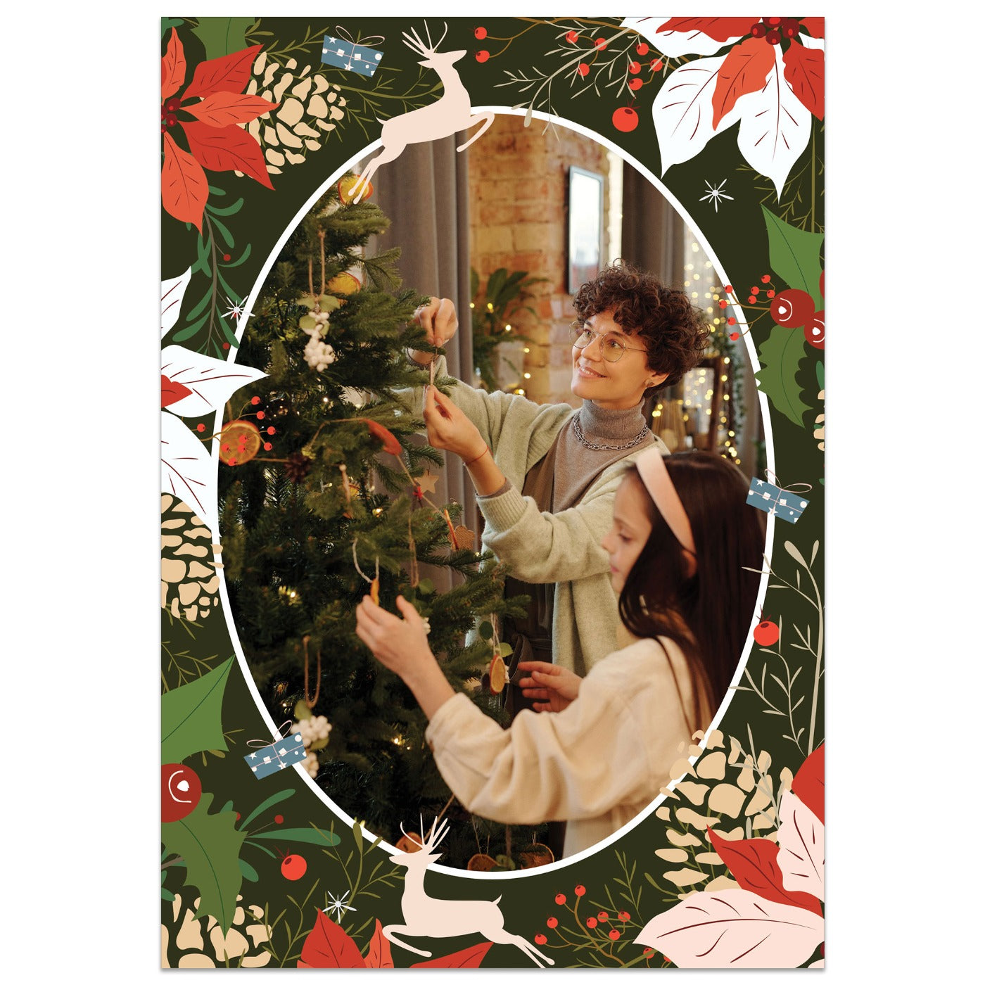 Christmas Themed Oval Photo Card