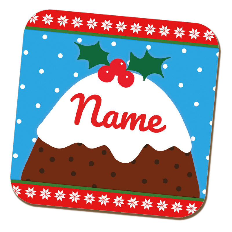 Christmas Pudding Name Coaster