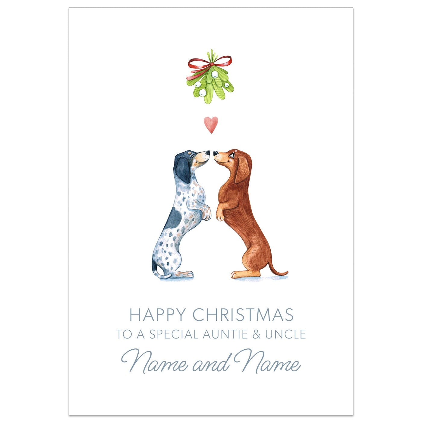 Puppy Mistletoe Special Auntie and Uncle Card