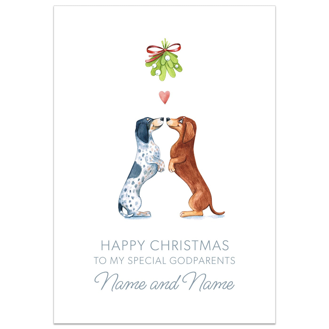 Puppy Mistletoe Special Godparents Card