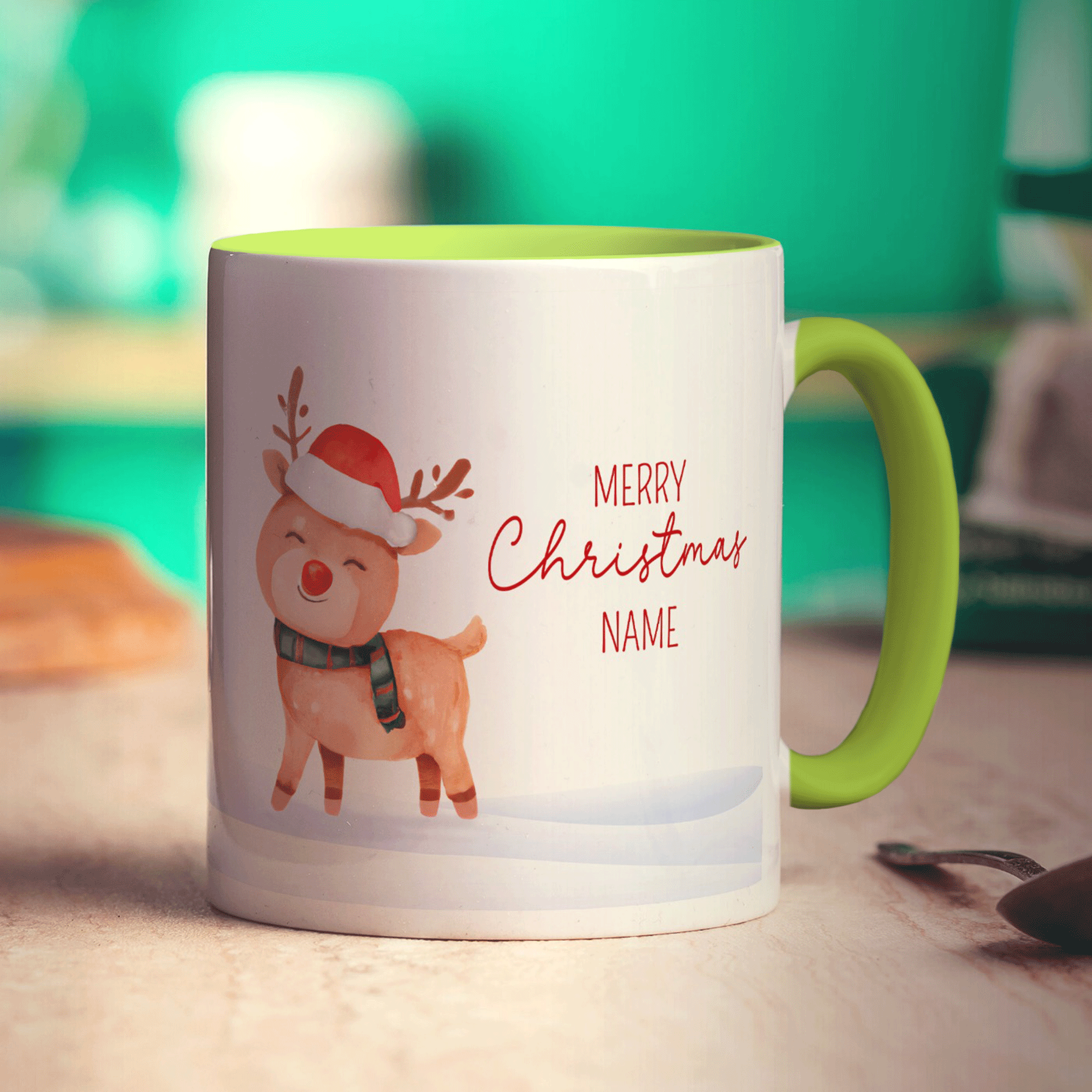 Christmas Reindeer Name Mug