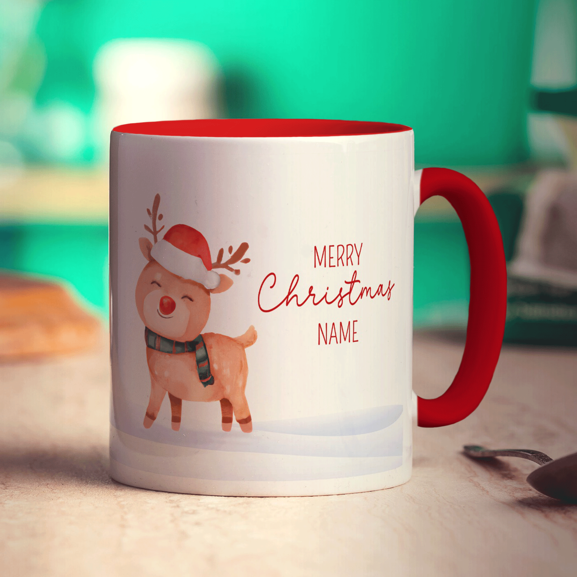 Christmas Reindeer Name Mug
