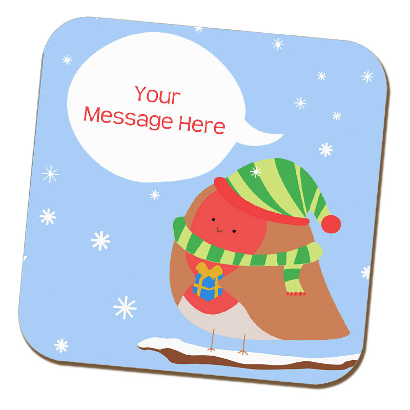 Christmas Robin Message Coaster
