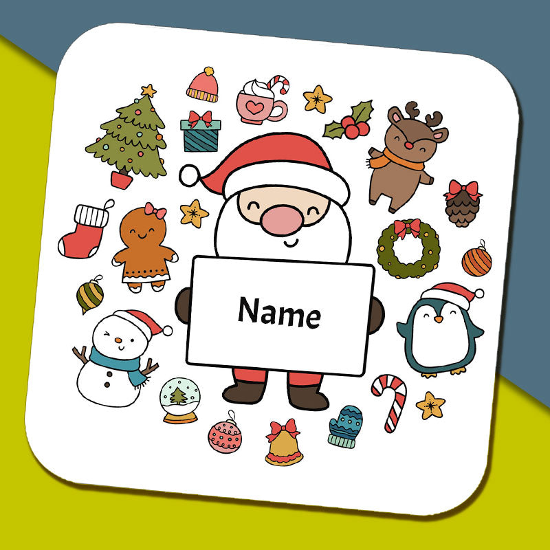 Christmas Santa Sign Name Coaster