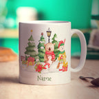 Christmas Scene Mug - Add Any Name - Standard 330ml (11oz) / White