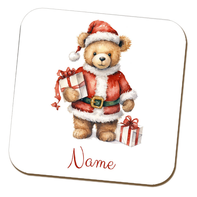 Christmas Teddy Bear Name Coaster