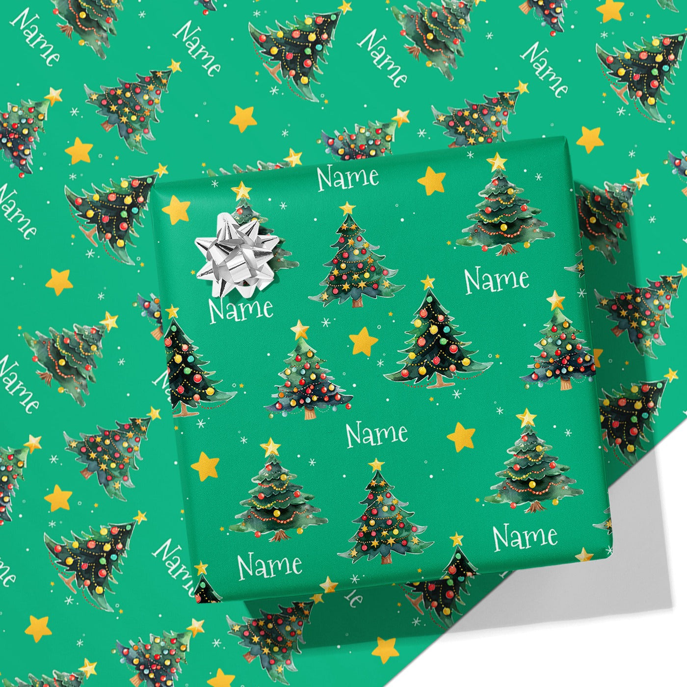 Christmas Tree Name Wrapping Paper