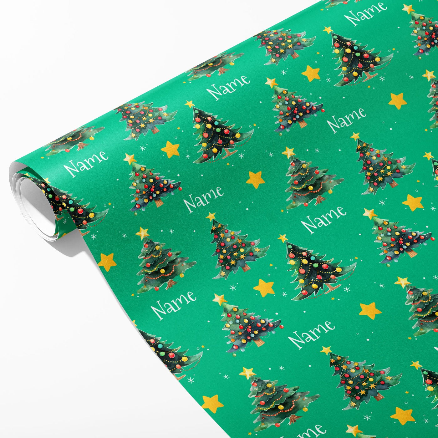 Christmas Tree Name Wrapping Paper