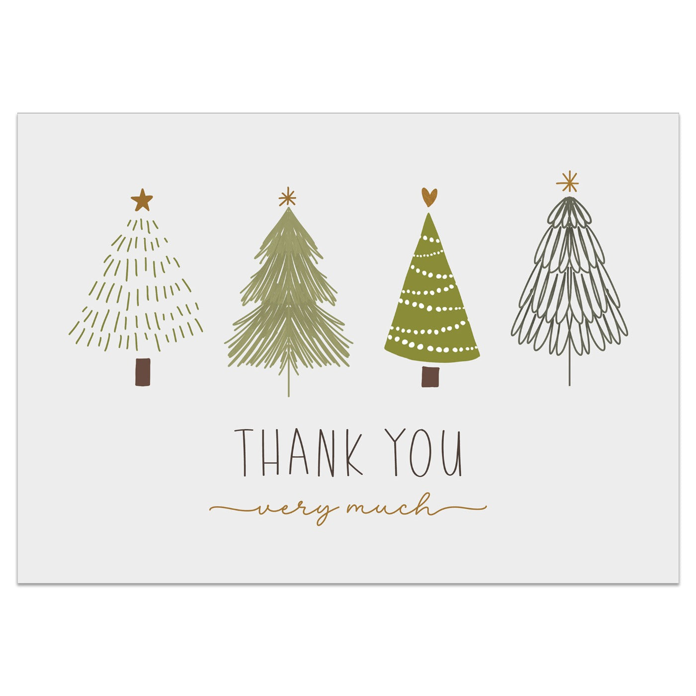 Christmas Tree Thank You Card - Pack of 10