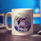 Circle Photo with Family Text Mug
