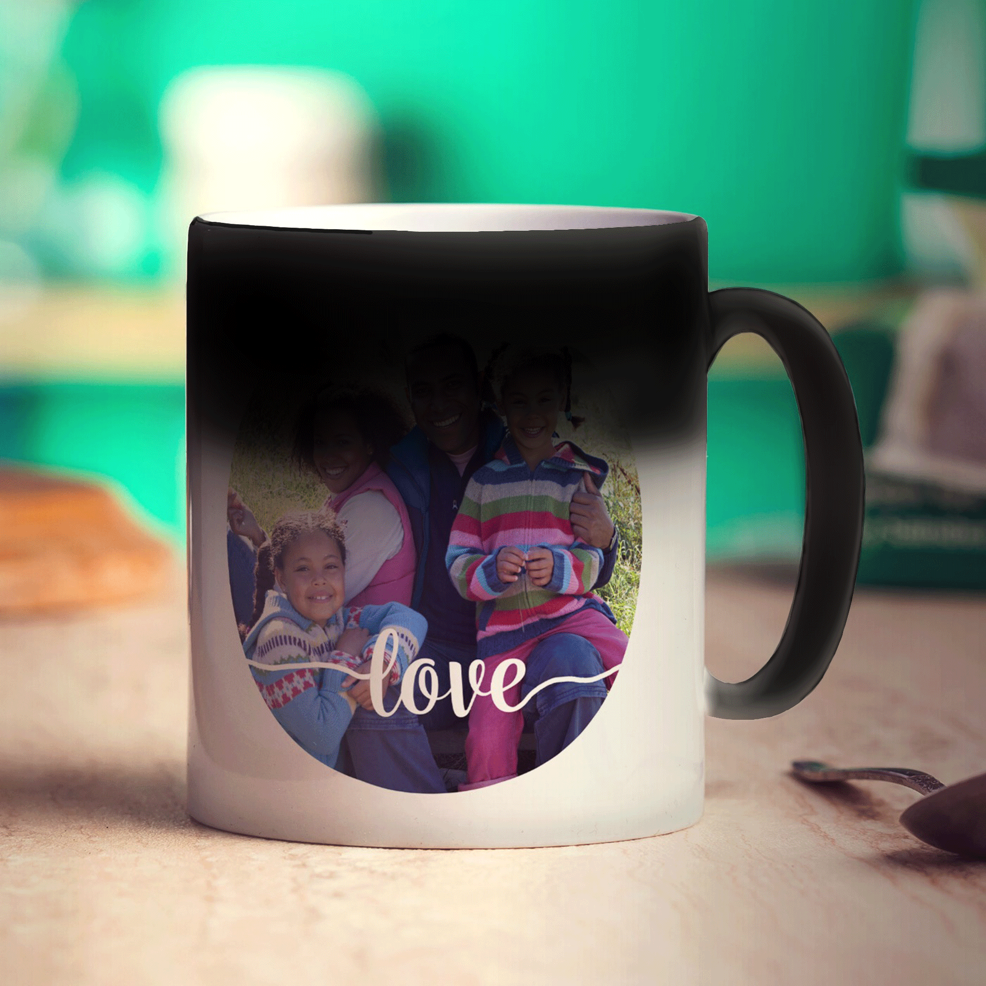 Circle Photo with Love Text Mug