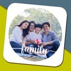 Circle Photo with Family Text Mug