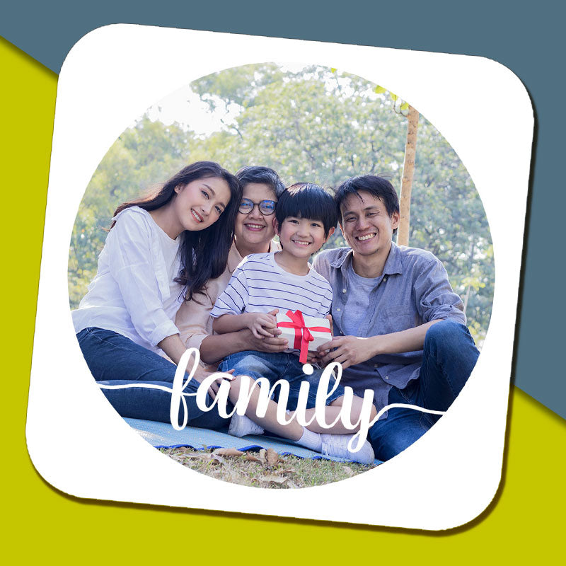 Circle Photo with Family Text Mug