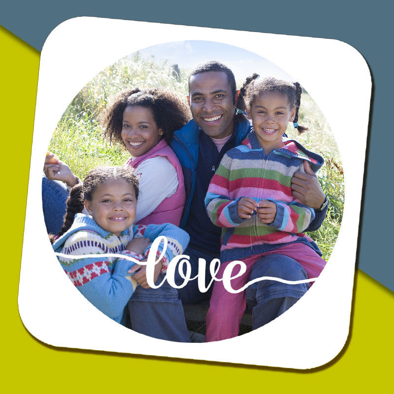 Circle Photo with Love Text Mug