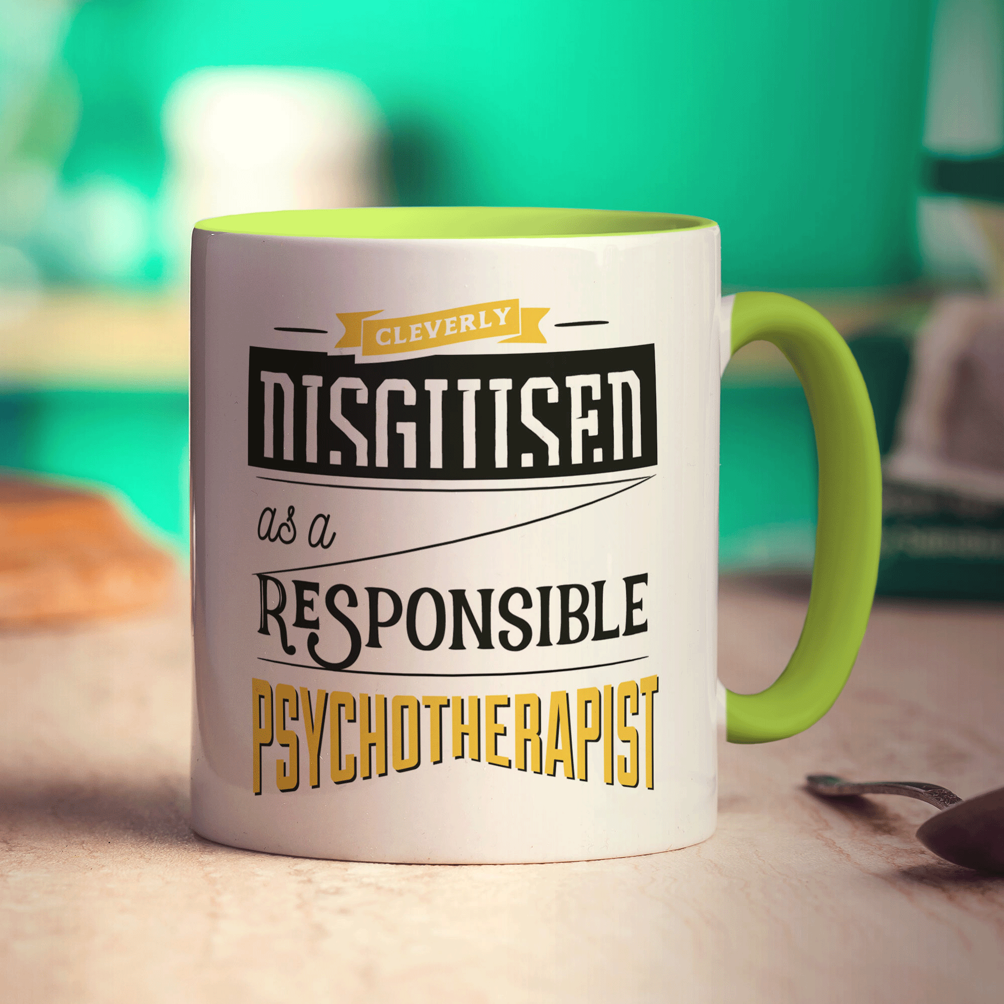 Cleverly Disguised as a Responsible Psychotherapist Mug - Standard 330ml (11oz) / Green