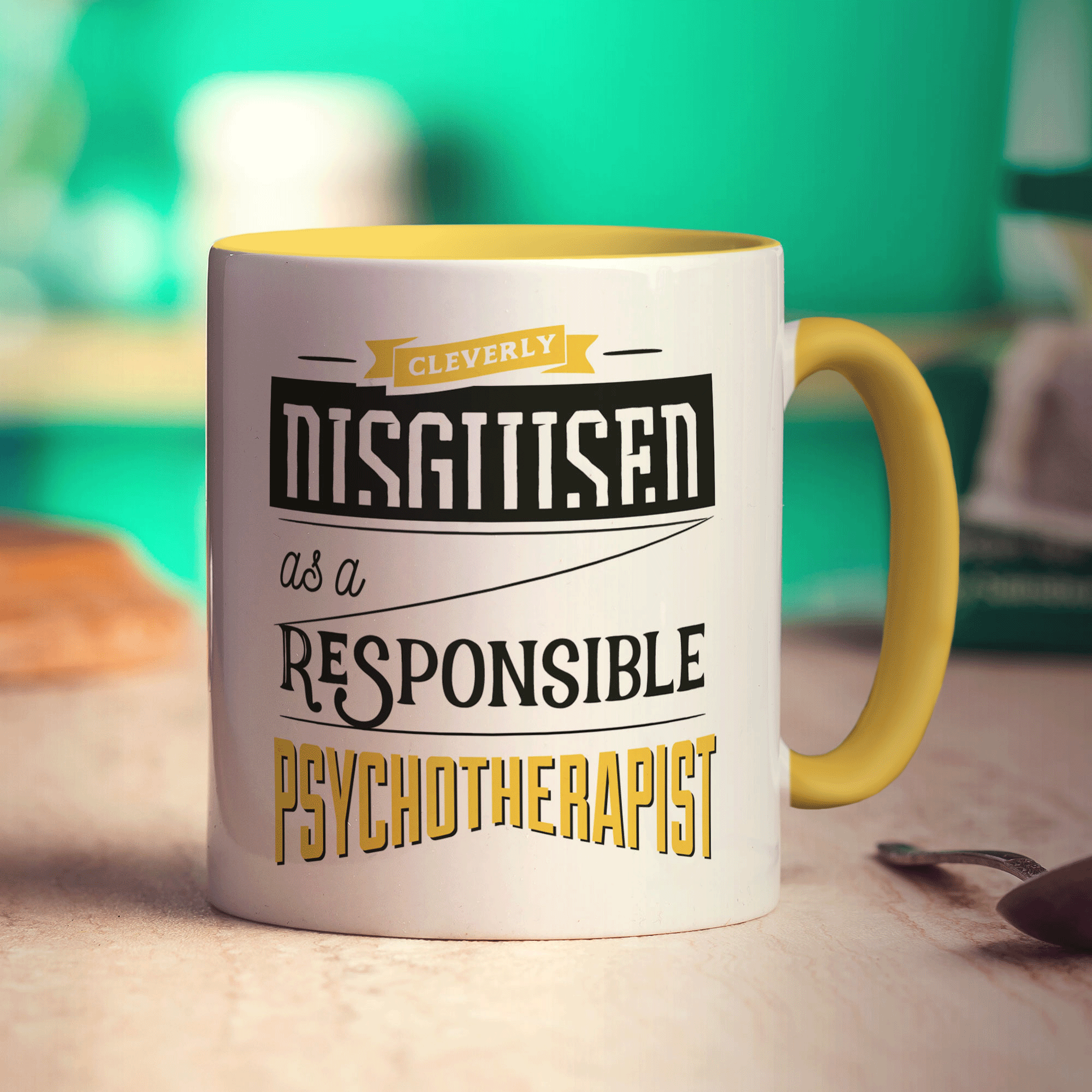 Cleverly Disguised as a Responsible Psychotherapist Mug - Standard 330ml (11oz) / Yellow