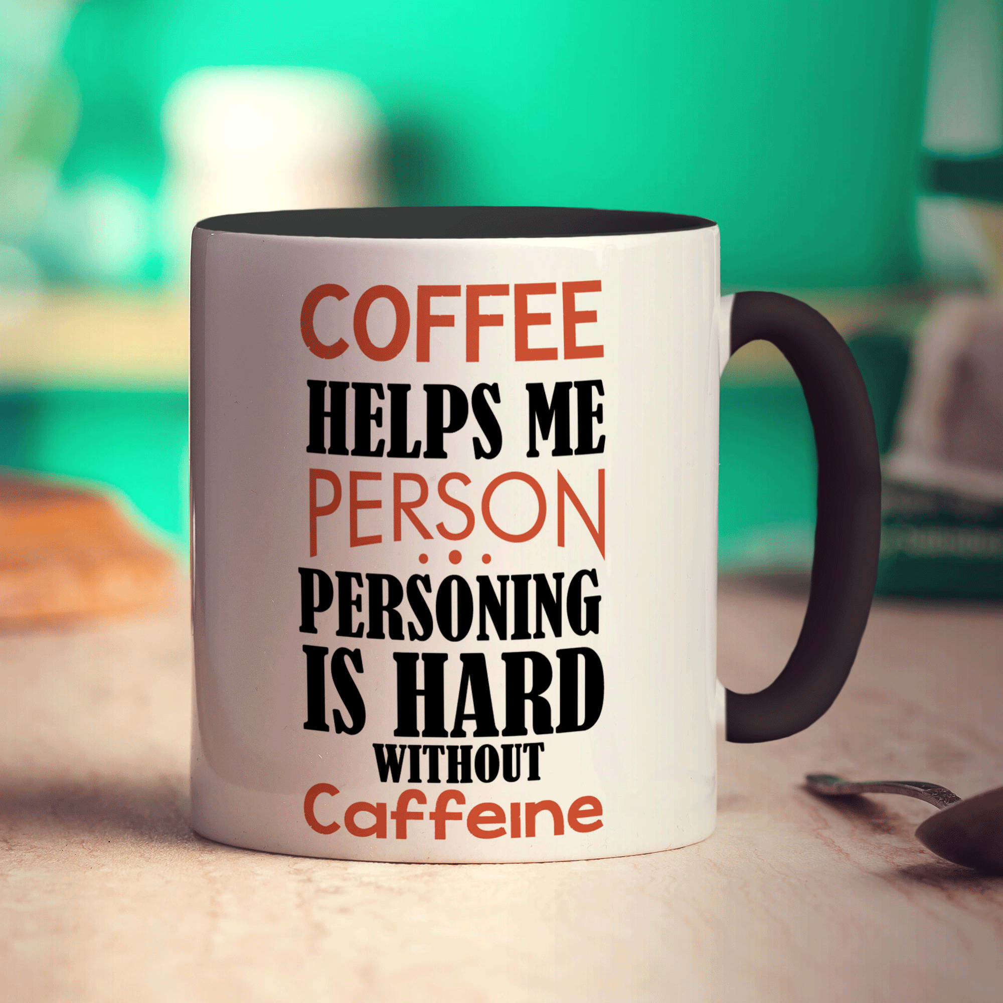 Coffee Helps Me Person. Personing is Hard Without Caffeine Mug - Standard 330ml (11oz) / Black