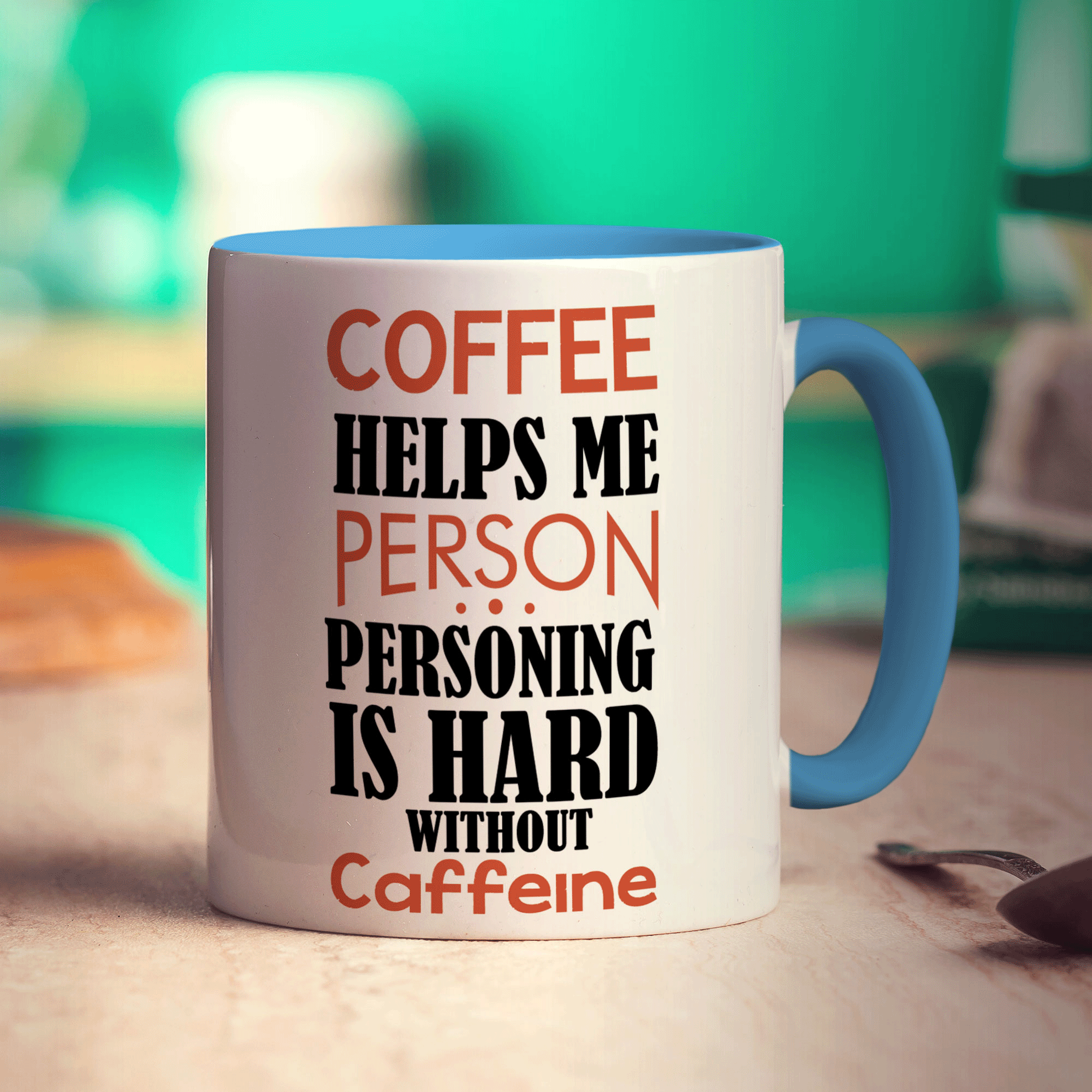 Coffee Helps Me Person. Personing is Hard Without Caffeine Mug - Standard 330ml (11oz) / Blue