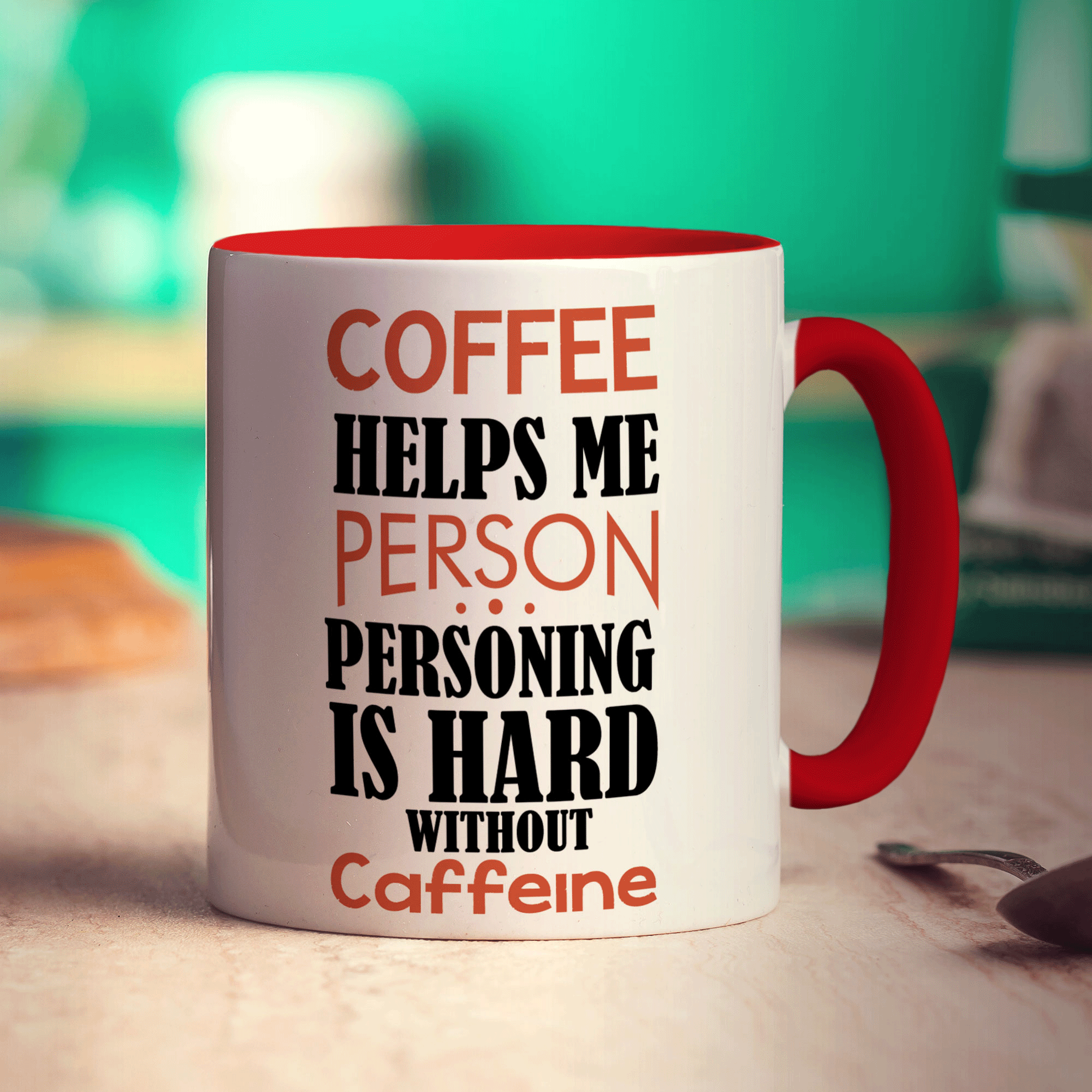 Coffee Helps Me Person. Personing is Hard Without Caffeine Mug - Standard 330ml (11oz) / Red