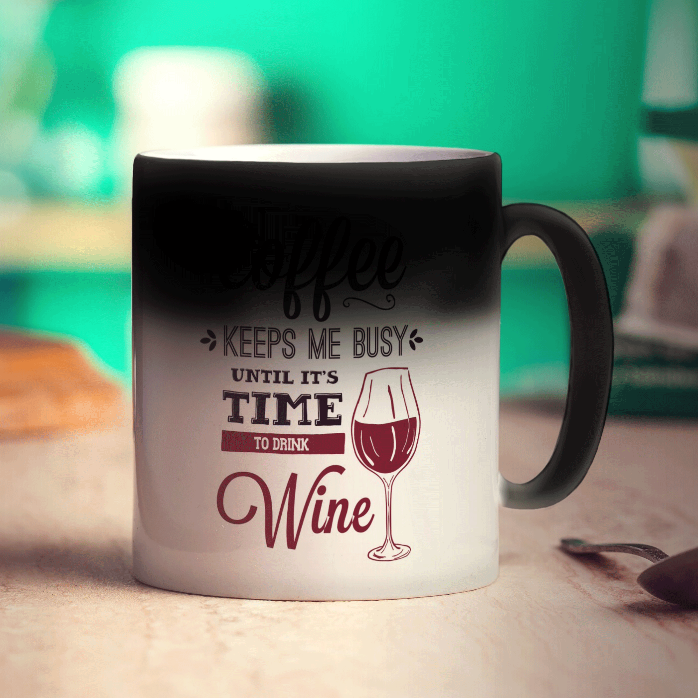 Coffee Keeps Me Busy Until It's Time To Drink Wine Mug - Standard 330ml (11oz) / Magic Mug