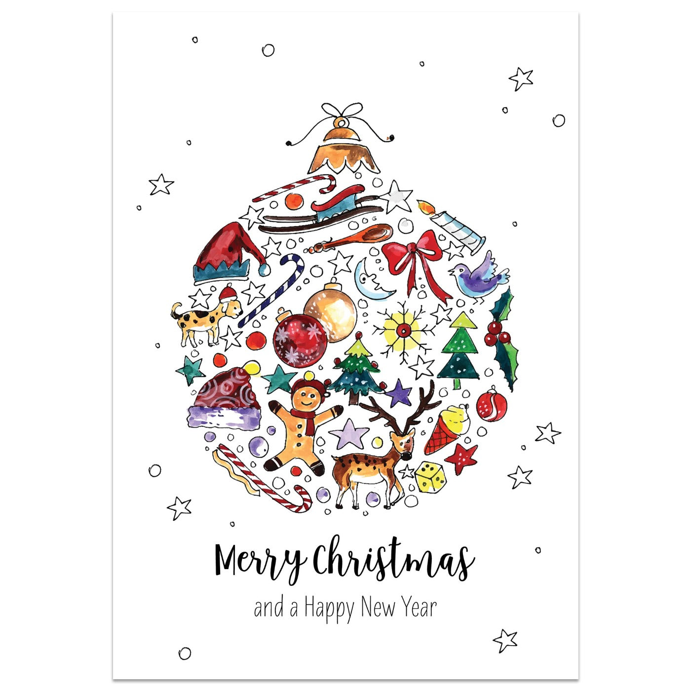 Colourful Bauble Christmas Card
