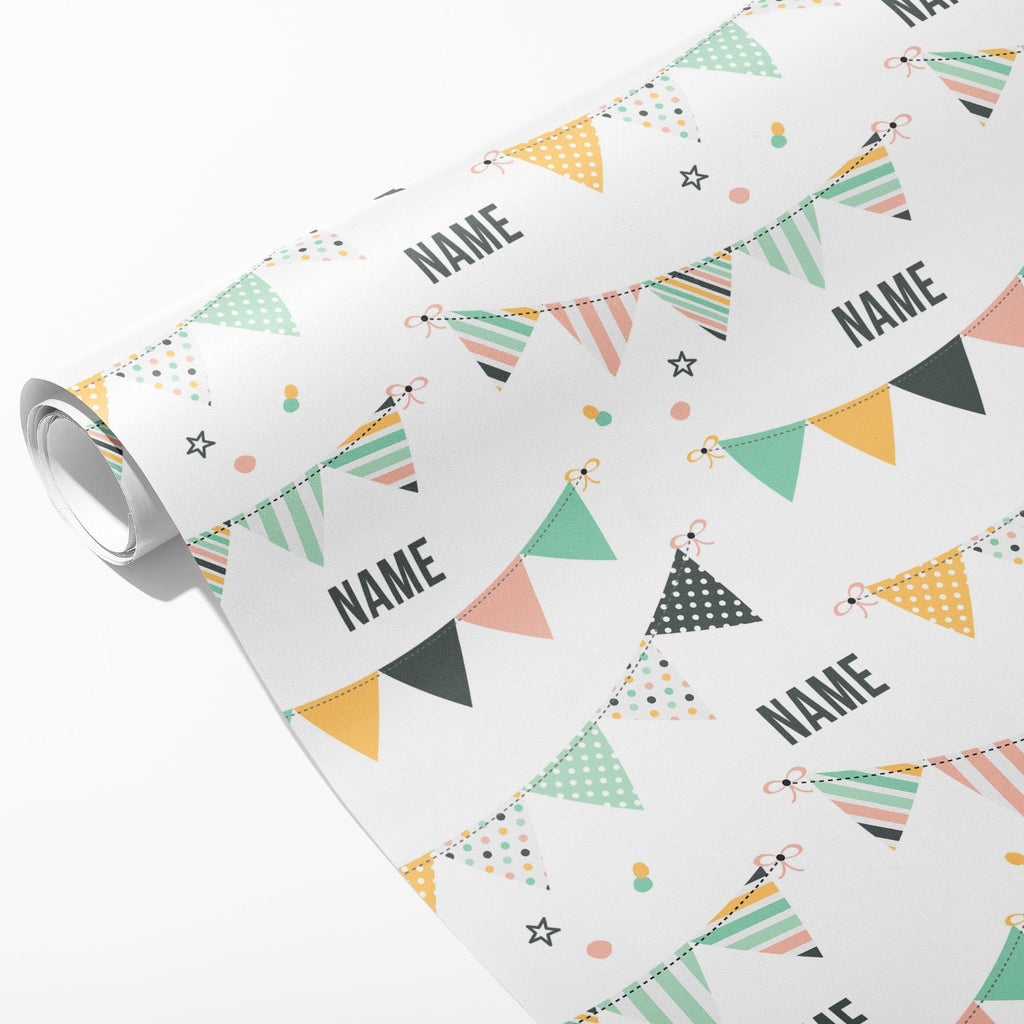 Colourful Bunting Name Wrapping Paper