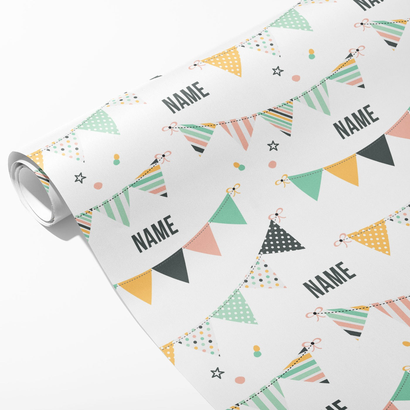 Colourful Bunting Name Wrapping Paper