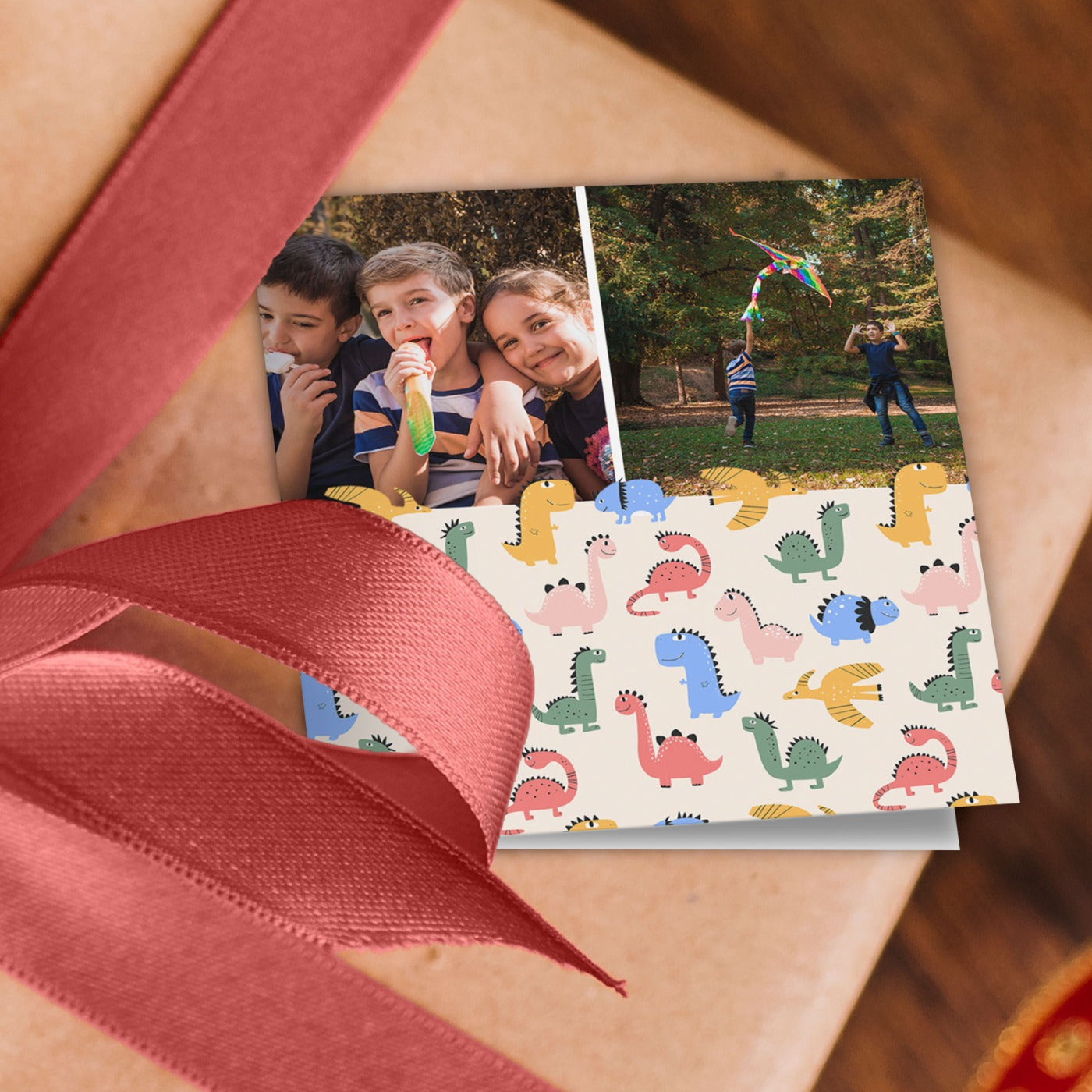 Colourful Dinosaur Photo Wrapping Paper