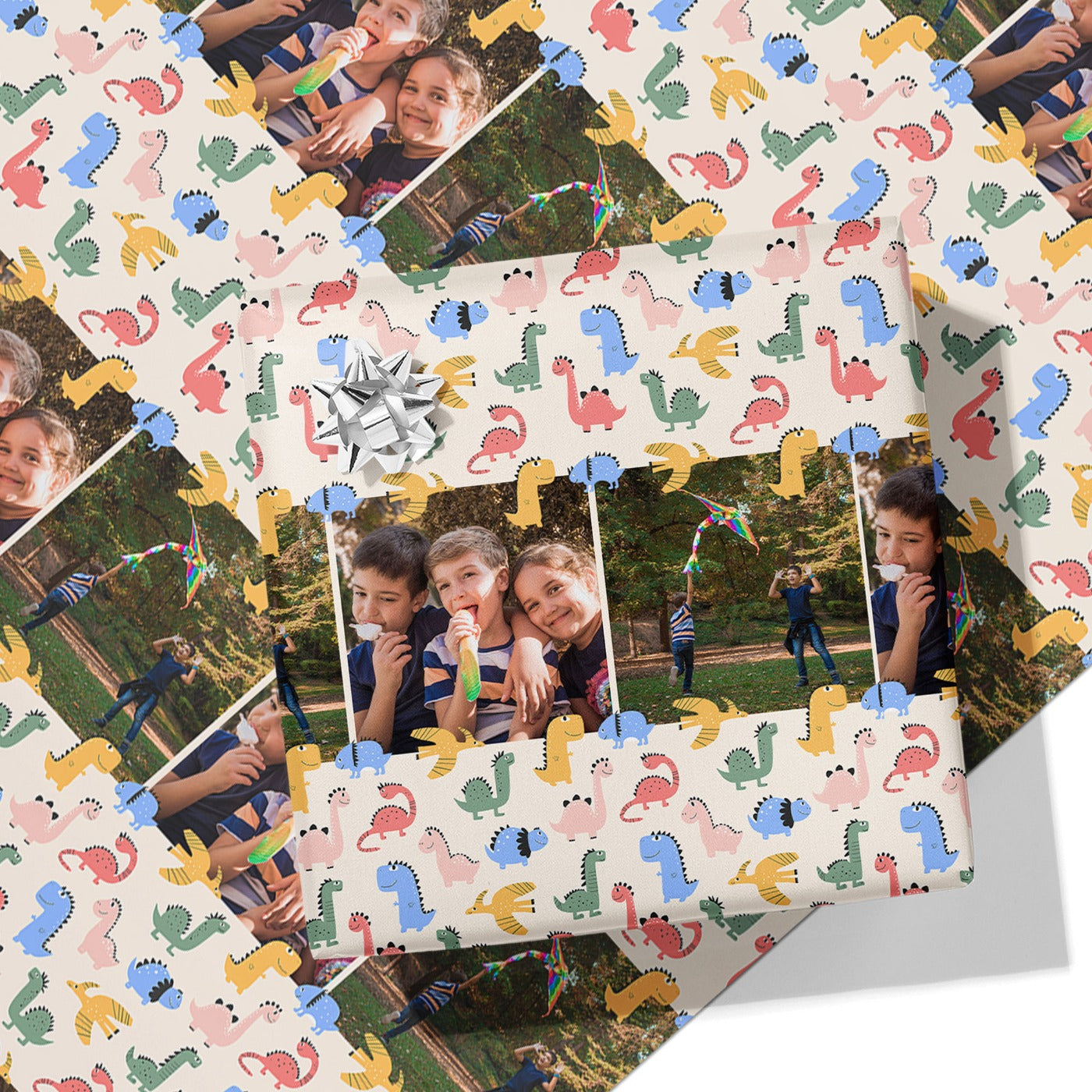 Colourful Dinosaur Photo Wrapping Paper
